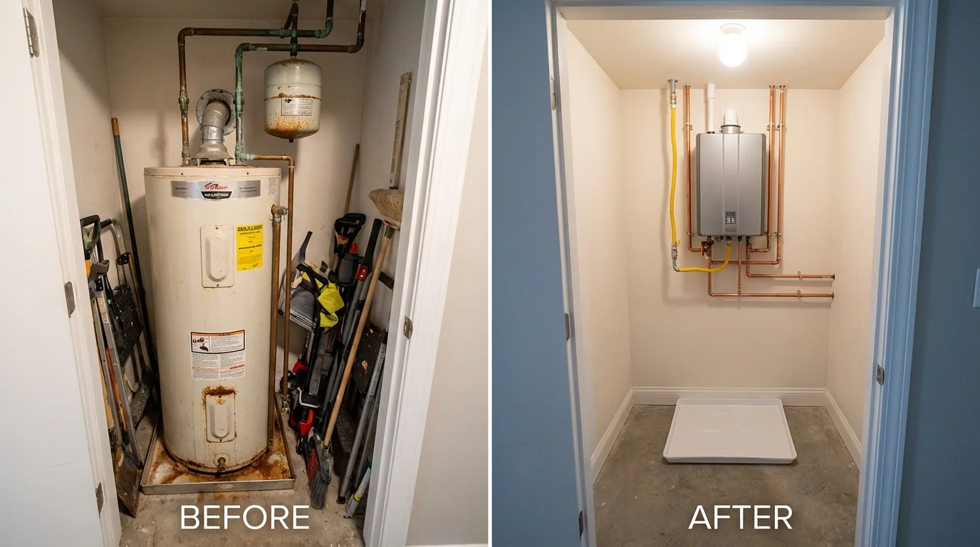 Tank water heater versus wall-mounted tankless unit comparison for Pittsburg, KS homeowners